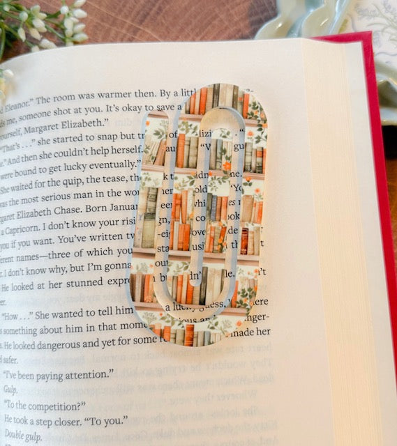 Spring Book Shelf Jumbo Paper Clip Bookmark