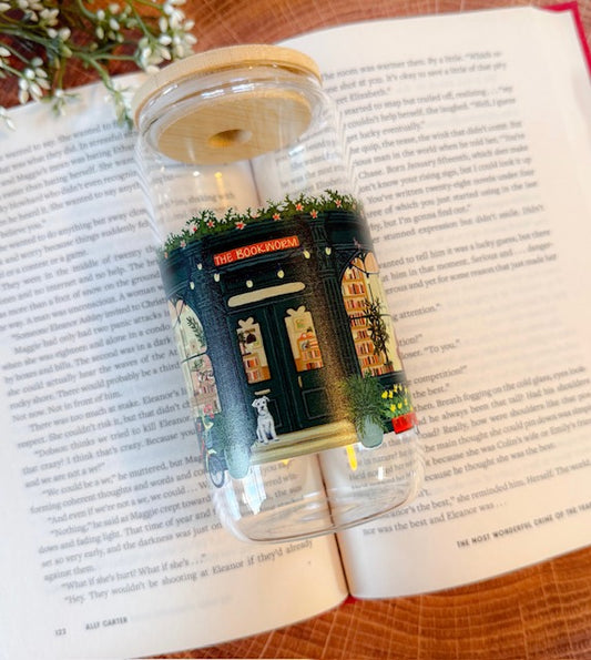 Bookworm Bookstore Glass Tumbler