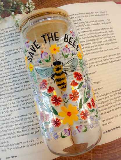 Save The Bees Glass Tumbler