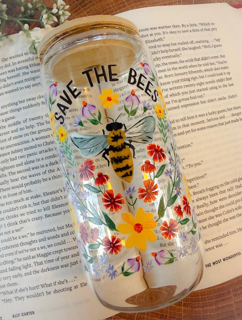 Save The Bees Glass Tumbler