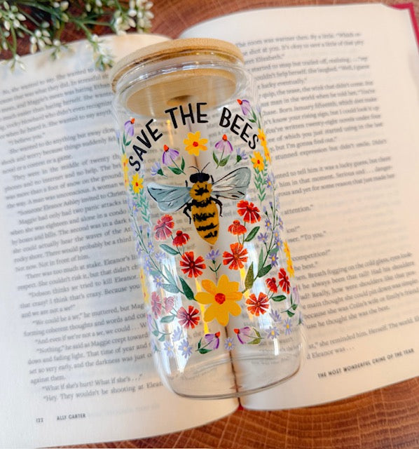 Save The Bees Glass Tumbler