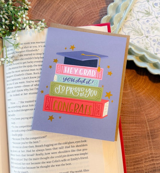 Graduation Book Stack Card