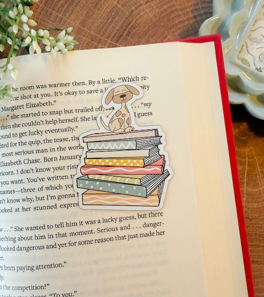 Dog Book Stack Magnet
