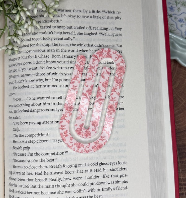 Pink Toile Paper Clip Bookmark