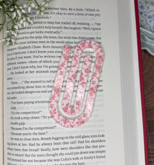 Pink Toile Paper Clip Bookmark
