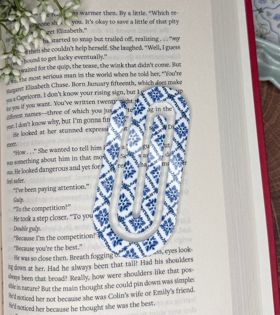 Blue Tiles Paper Clip Bookmark