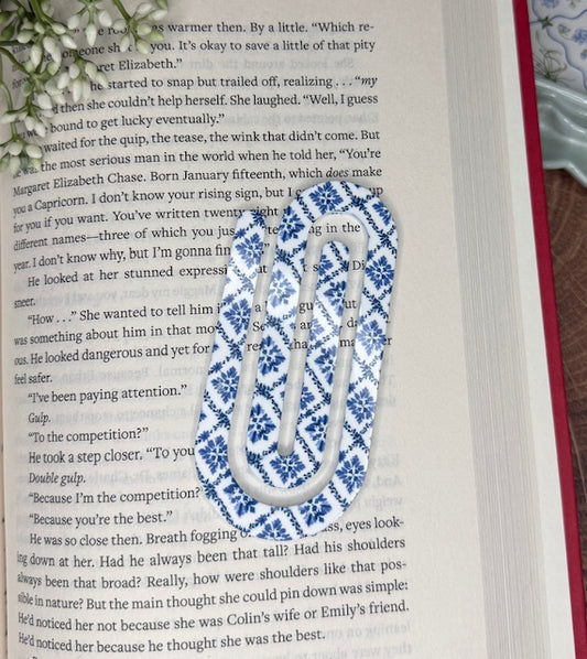 Blue Tiles Paper Clip Bookmark