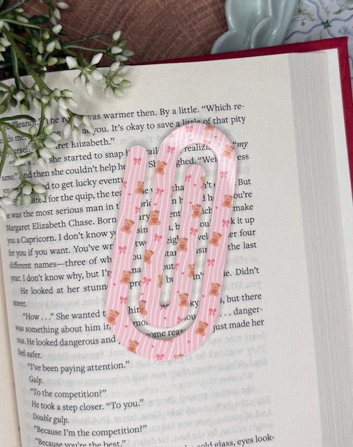 Pink Teddy Paper Clip Bookmark